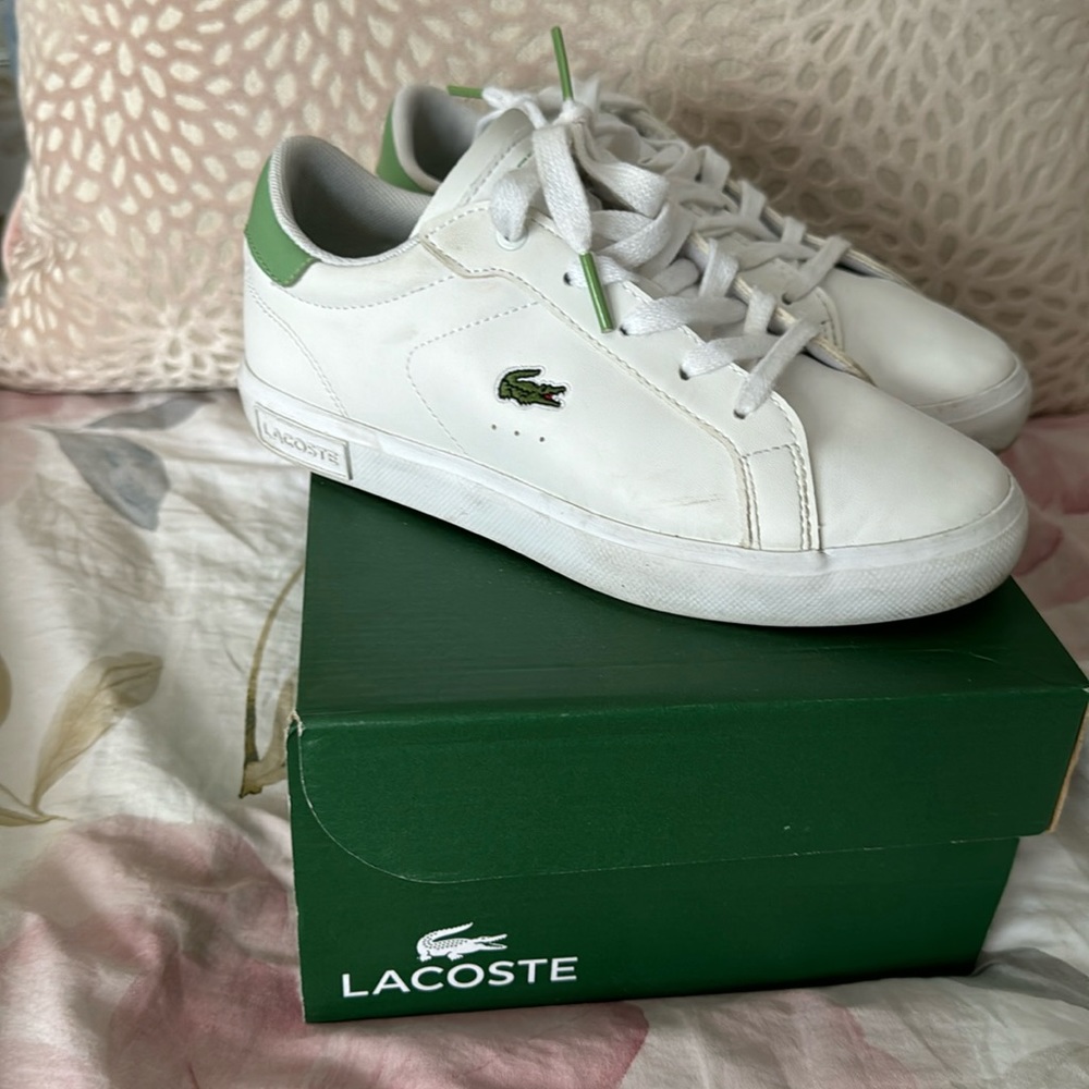 Boys Lacoste, tennis shoes, size 2